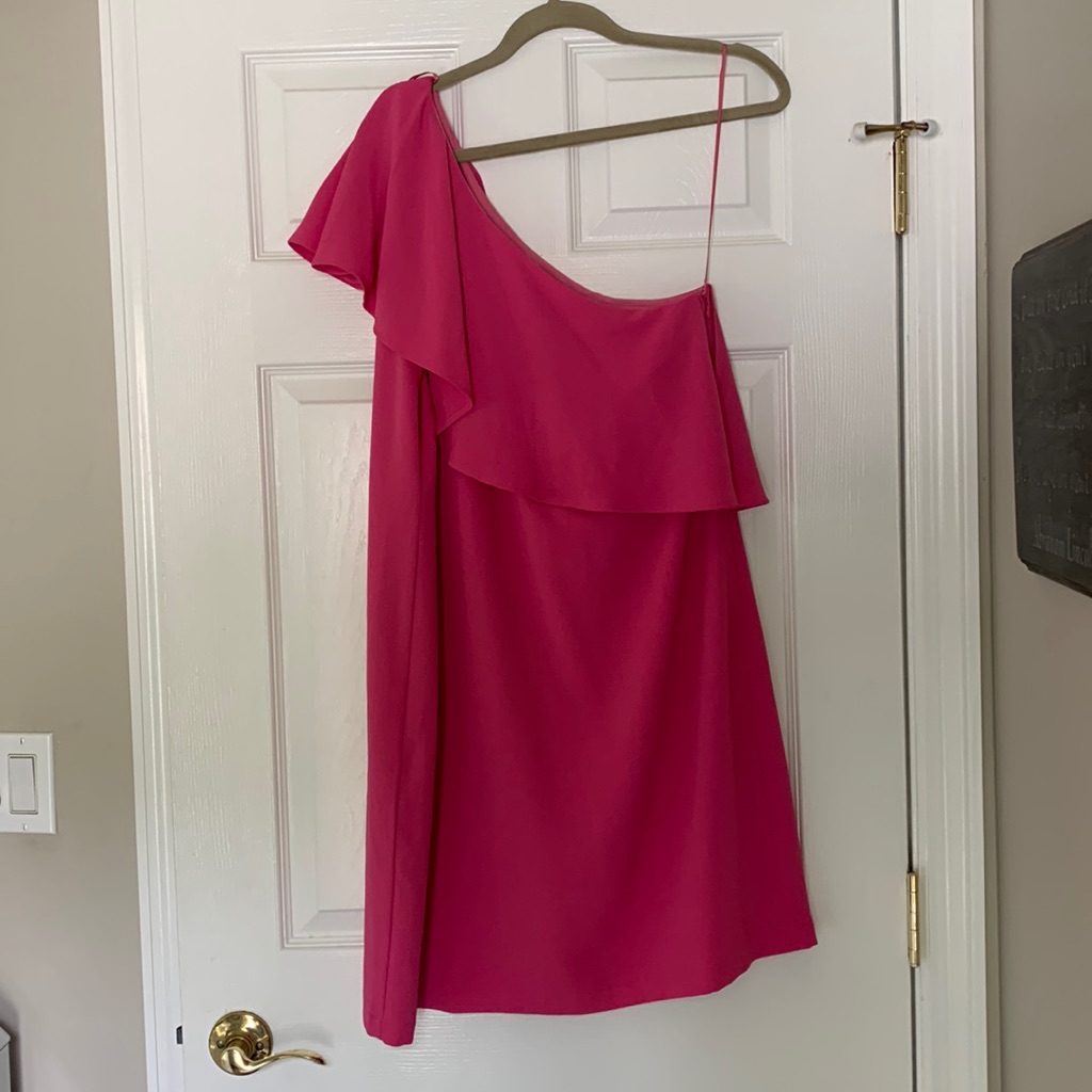 *Nwt* Charles Henry- Hit Pink, One Shoulder Mini Dress- Size Xl